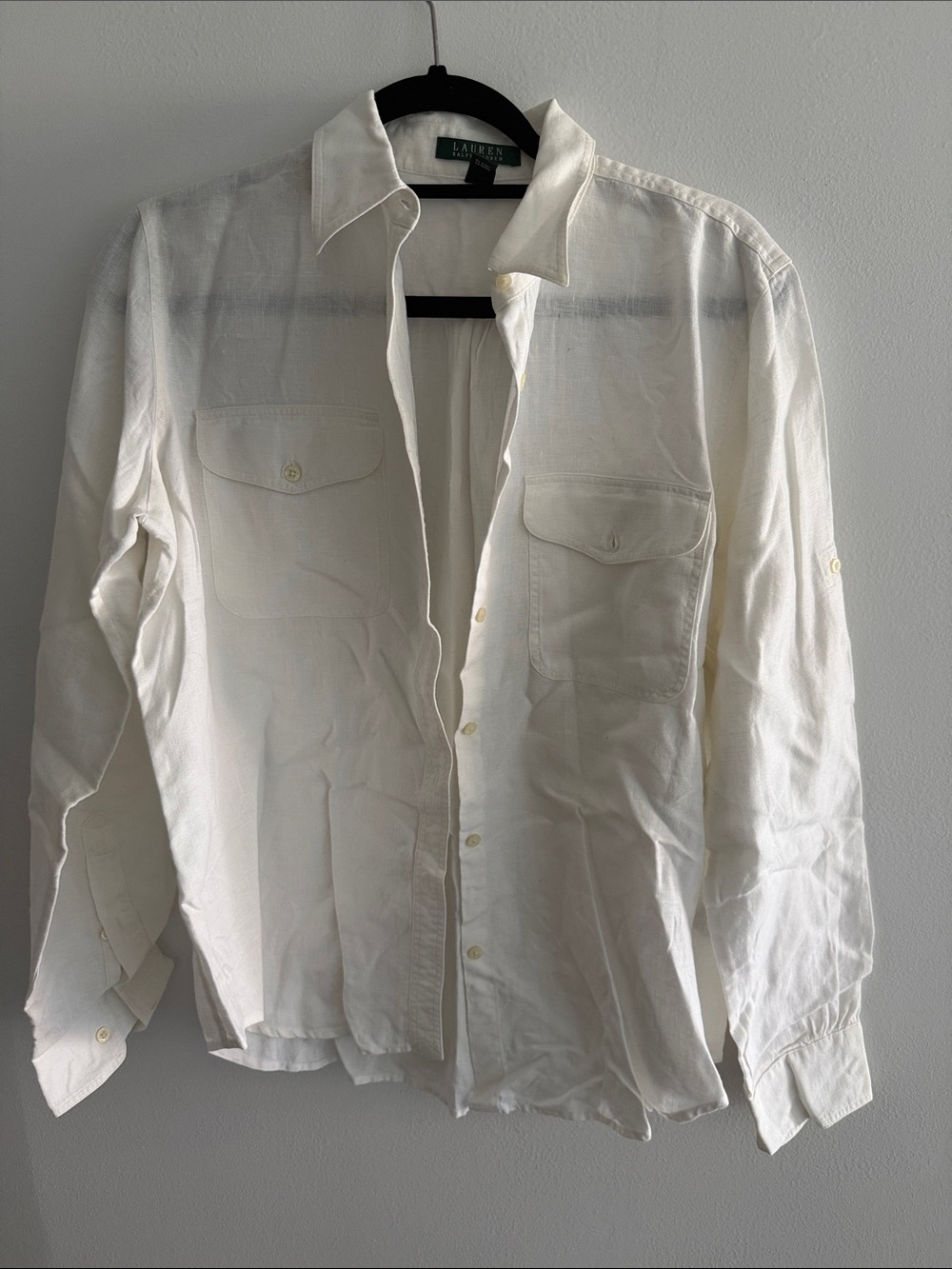 Lauren Ralph Lauren White Linen Button-Up Shirt